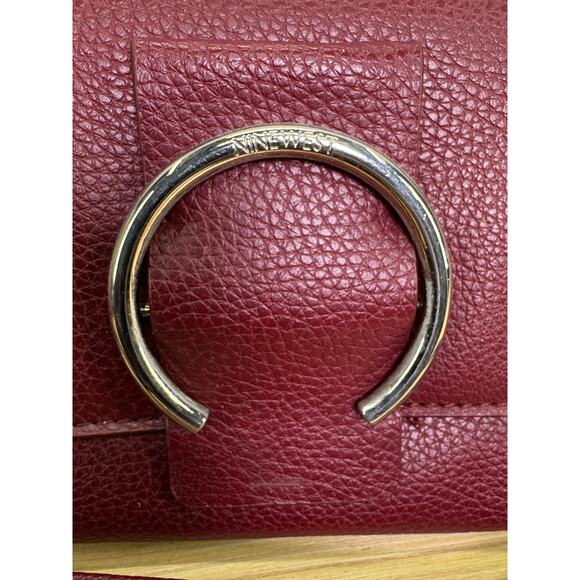 Nine West Wallet Purse Red Leather Crossbody Clutch Snap Closure Shoulder Bag - Picture 5 of 12